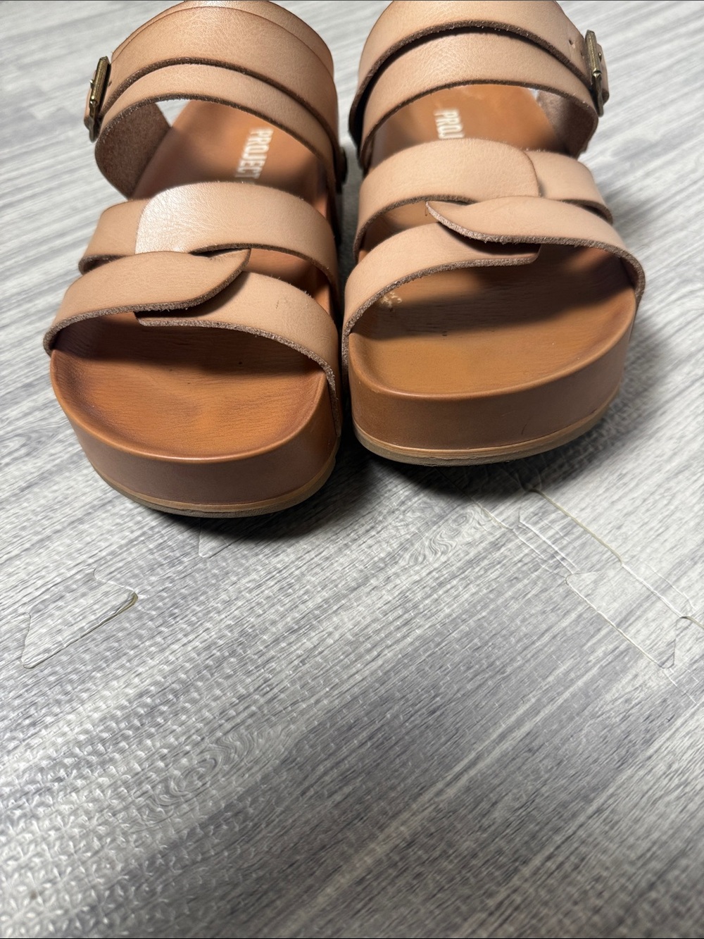 Project Cloud Tan Leather Convertible Strappy Comfort Sandals Size 7.5 - Picture 5 of 6